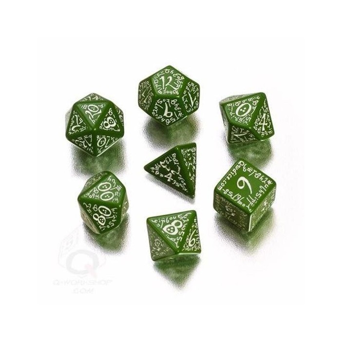 Elvish Dice Set - Green/White